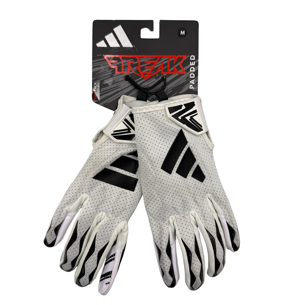 Adidas Freak Padded Football Gloves Mens Medium White Black NEW AF1605 GripTack